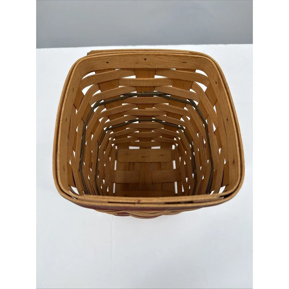 1996 Longaberger Medium Spoon Kitchen Basket Red Weave VTG Farmhouse Country